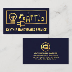 Guld Electrical Handyman Verktyg Ram Visitkort
