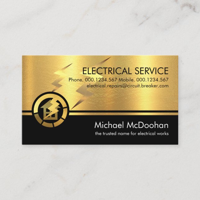 Guld Electrician Electrician Visitkort (Framsida)