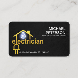 Guld Electrician Home Black Grunge Visitkort