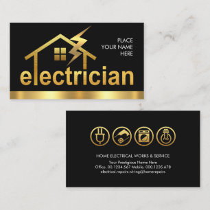 Guld Electrician Home Ram Visitkort