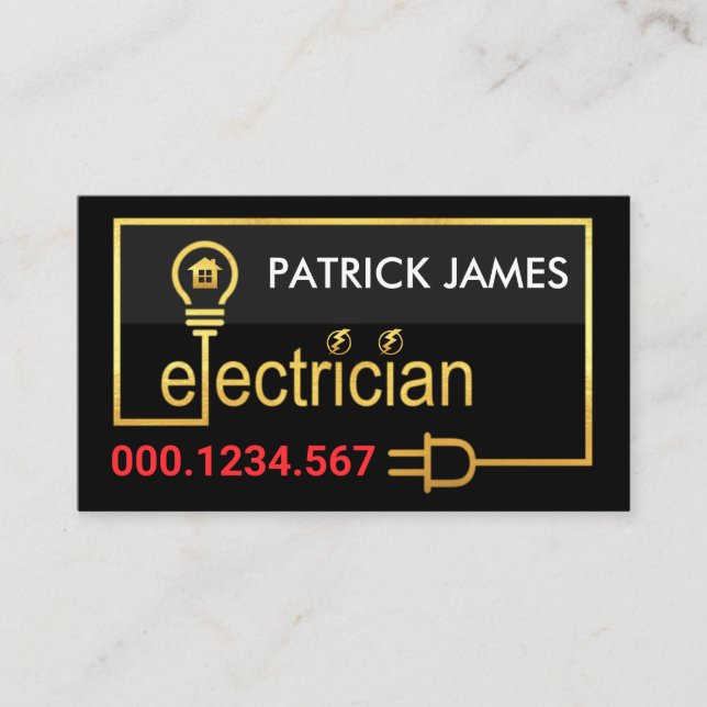 Guld Electrician Wiring Circuit Visitkort (Framsida)