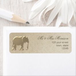 Guld Elefant Hantverks Papper Bröllop Returadress Etikett