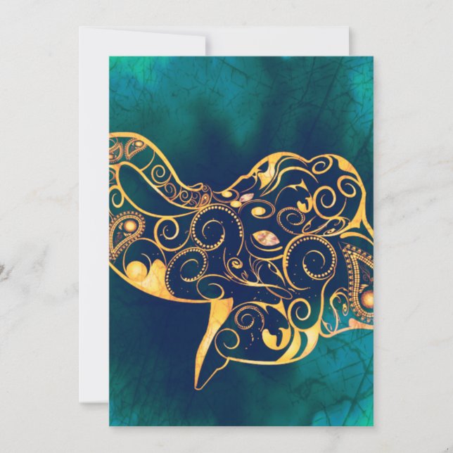 Guld- elefant inbjudningar (Framsida)