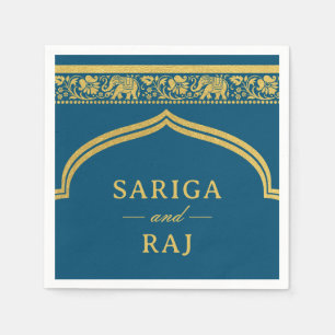 Guld Elefant & Lotusblomma Mundap Arch Bröllop Pappersservett