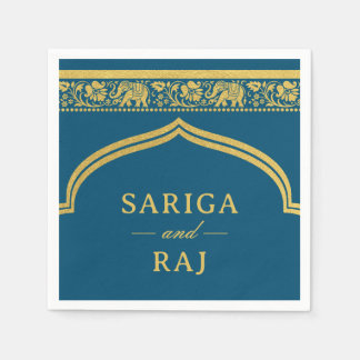 Guld Elefant & Lotusblomma Mundap Arch Bröllop Pappersservett