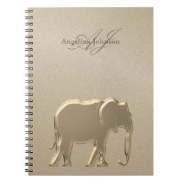 Guld Elefant Lyx Monogram Anteckningsbok