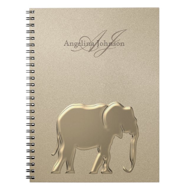 Guld Elefant Lyx Monogram Anteckningsbok (Framsidan)