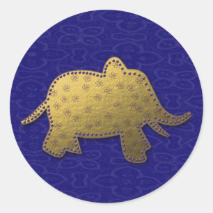 guld elefant runt klistermärke