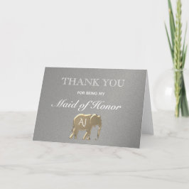 Guld Elefant Tack för att du var min brudtjänstefl Kort
