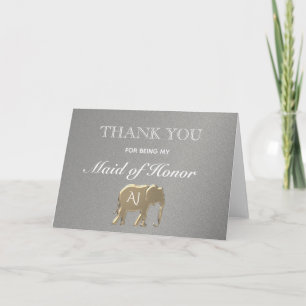 Guld Elefant Tack för att du var min brudtjänstefl Kort