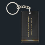 Guld Elegance2 Church Pastor Classy<br><div class="desc">En enkel tonvikt vid guld pub gräns och en modern minimalistisk svart bakgrund med Namn i kyrkan för pastor,  präst,  deacon och annan präster. Elegantens affärsklientkedjor med modern QR-kod (replace). #Christian #Catholik</div>