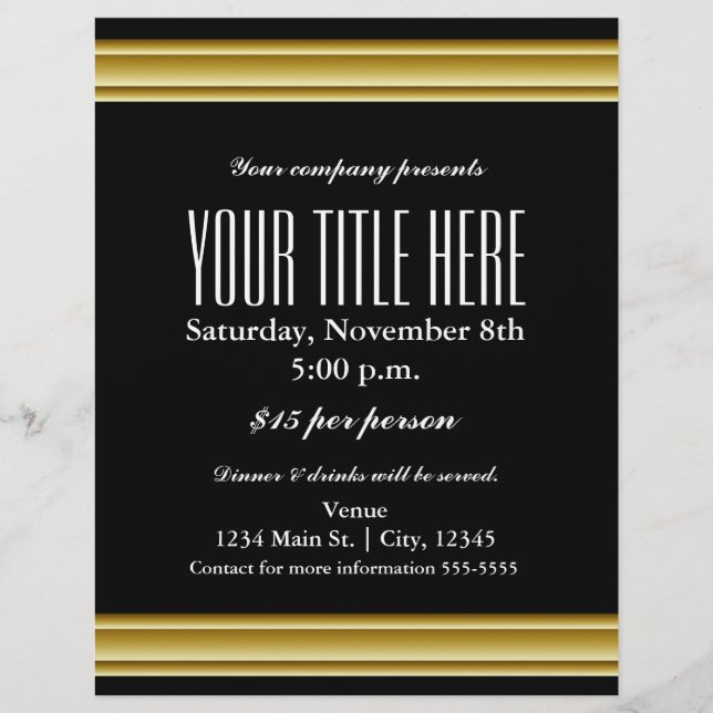 Guld Elegance Glamor Event Flyer Poster (Framsidan)