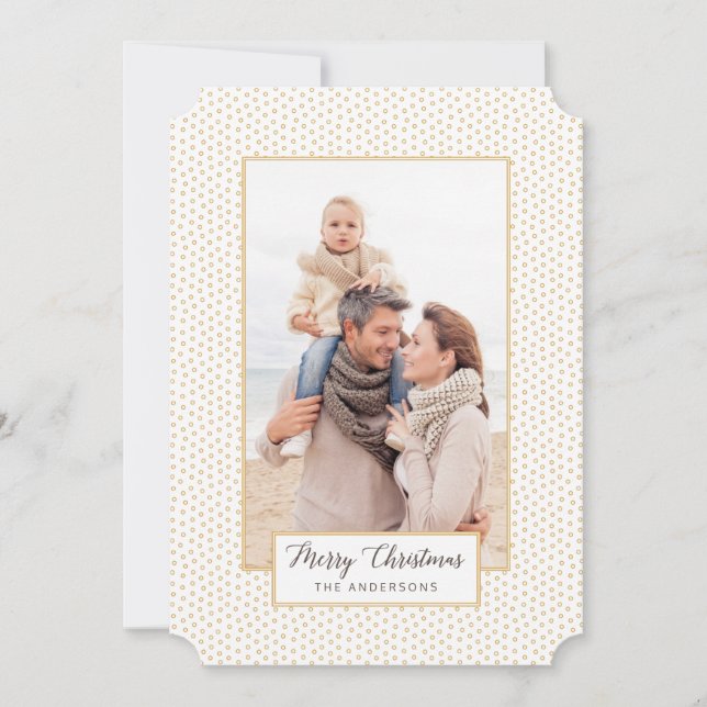 Guld Elegance God jul Modern Photo Card Julkort (Framsida)