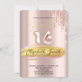Guld elegance, inbjudan till sweet sixteen vid ro