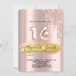 Guld elegance, ro guld sweet sixteen bjudande in inbjudningar