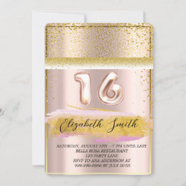 Guld elegance, ro guld sweet sixteen bjudande in inbjudningar