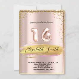 Guld elegance, ro guld sweet sixteen bjudande in inbjudningar
