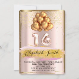 Guld elegance, ro guld sweet sixteen inbjudningar