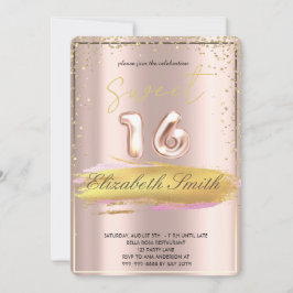 Guld elegance, ro guld sweet sixteen inbjudningar