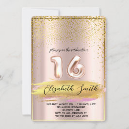 Guld elegance, ro guld sweet sixteen inbjudningar