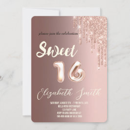 Guld elegance, ro guld sweet sixteen inbjudningar