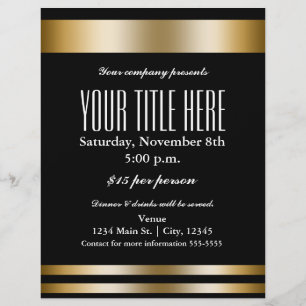 Guld Elegans Glamour Event Flyer Affisch