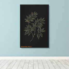 Guld Elegans Gren Finkonst Canvas