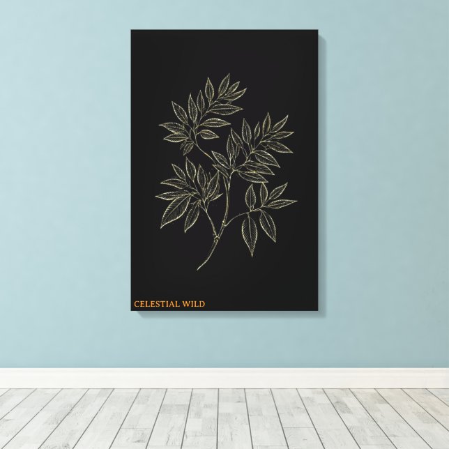 Guld Elegans Gren Finkonst Canvas (Insitu (trägolv))