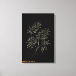 Guld Elegans Gren Finkonst Canvas