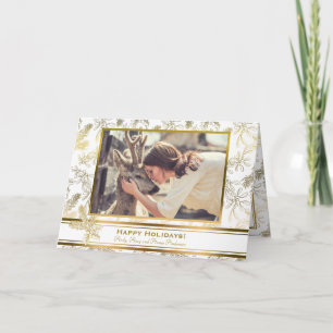 Guld- elegans inristat järnekanpassningsbarfoto helgkort