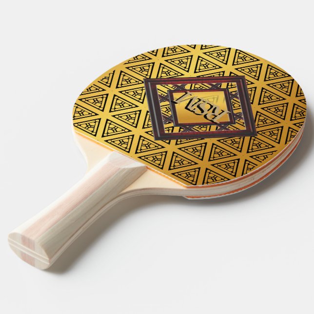 Guld- elegansmonogram pingisracket (Ryggvinkel)