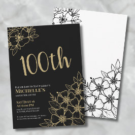 Guld Elegant 100-års födelsedagsfest Inbjudningar
