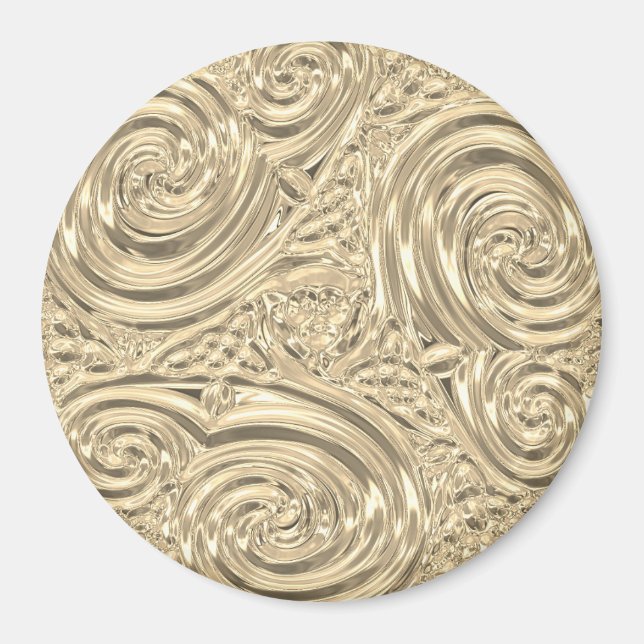 Guld elegant art nouveau abstrakt magnet (Framsidan)