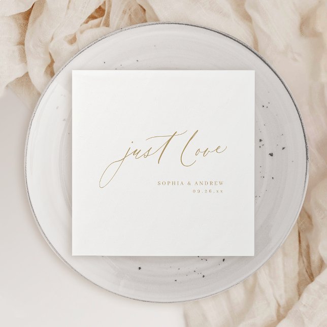 Guld Elegant, bara kärlek, manusminimalist bröllop Pappersservett (Gold Elegant just love script minimalist wedding Napkins)