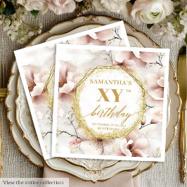 Guld Elegant Birthday Napkins Personlig Pappersservett