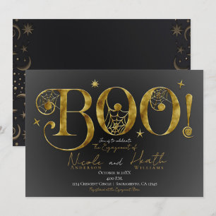 Guld Elegant BOO Magisk Halloween Förlovning Inbjudningar