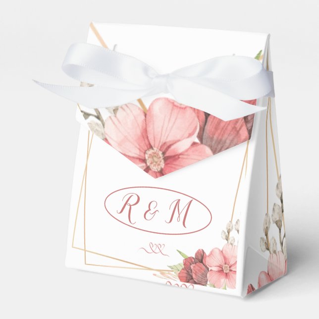 Guld Elegant bröllop Presentaskar (Framsidan Sidan)