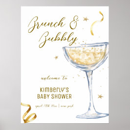Guld Elegant Brunch Champagne Baby Shower Välkomme Poster
