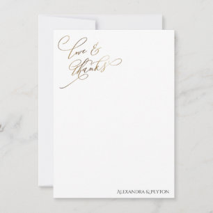 Guld Elegant Calligraphy Kärlek och tackkort Tack Kort