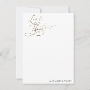 Guld Elegant Calligraphy Kärlek och tackkort Tack Kort