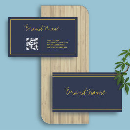 Guld | Elegant Calligraphy Sleek QR-kod Visitkort