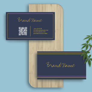 Guld Elegant Calligraphy Sleek QR-kod Visitkort