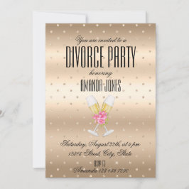 Guld elegant champagne skilsmässa fest inbjudningar