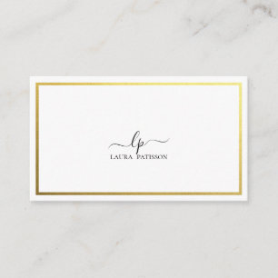 Guld elegant chic monogram med qr-kod visitkort