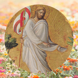 Guld Elegant Christian Resurrection Jesus Påsk Runt Klistermärke