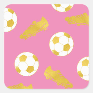Guld Elegant Classic Ocer Cleats Boll Rosa Girl Gi Fyrkantigt Klistermärke