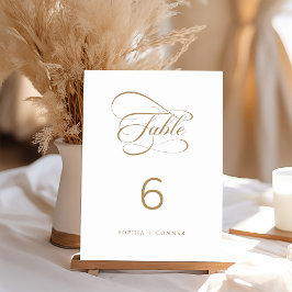Guld Elegant Classy Calligraphy Bröllop Bordsnummer