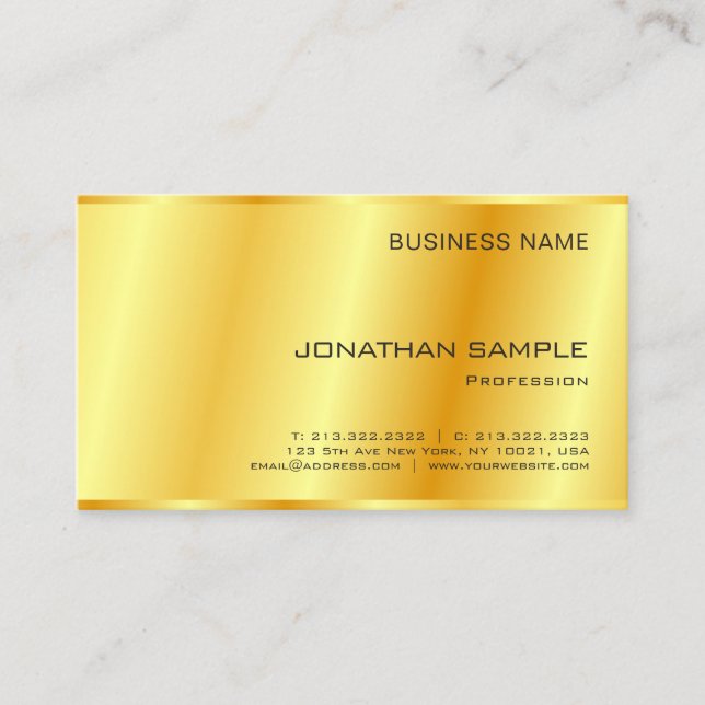 Guld Elegant Company Simple Modern Template Visitkort (Framsida)
