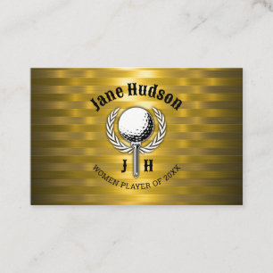 Guld Elegant Dam Golf Monogram Design Visitkort
