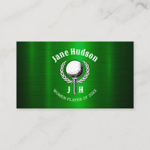 Guld Elegant Dam Golf Monogram Design Visitkort